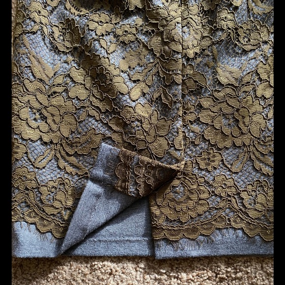 LOFT pencil skirt. Olive green lace - Picture 4 of 6
